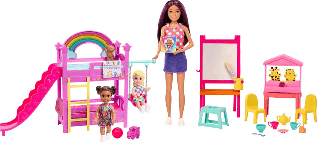 BARBIE SKIPPER BABYSITTERS ULTIMATE DAYCARE PLAYSET WITH 3 DOLLS, FURNITURE & 15+ ACCESSORIES, INCLUDES BUNK BEDS & COLOR-CHANGE EASEL product image