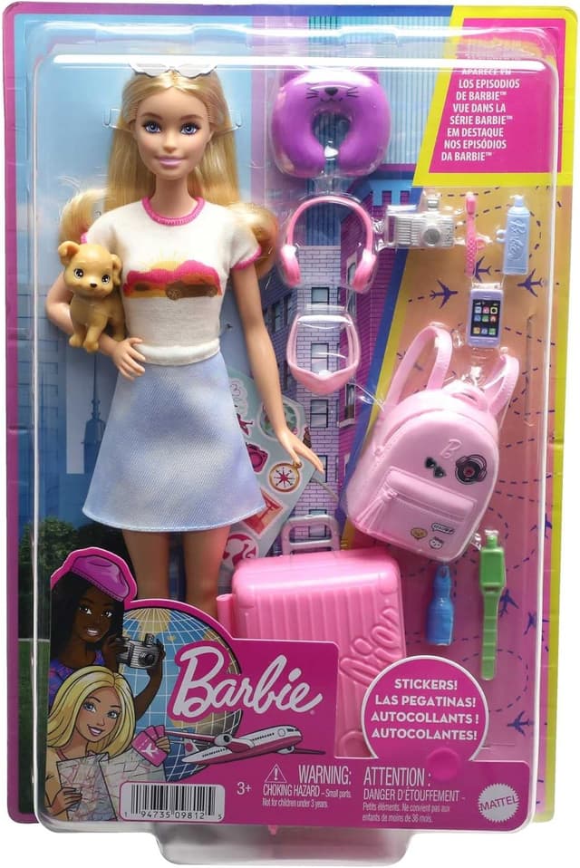 BARBIE DOLL ACCESSORIES TRAVEL SET WITH PUPPY